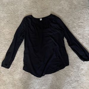 Black v neck peasant blouse